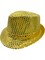 Adult's LED Light Up Gold Sequin Fedora Jazz Hat Costume Accessory